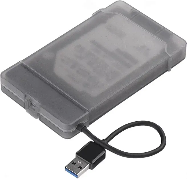 Адаптер підключення HDD 2,5″ SATA/SSD до порту USB3.0 + контейнер Maiwo захисний для HDD 2,5″, чорний (K104-U3S чорний)