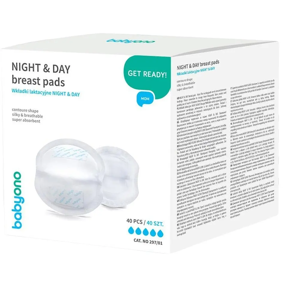 Уценка. Вкладыши лактационные BabyOno Get Ready Mom Night & Day 40 шт. (297/01) - фото 1