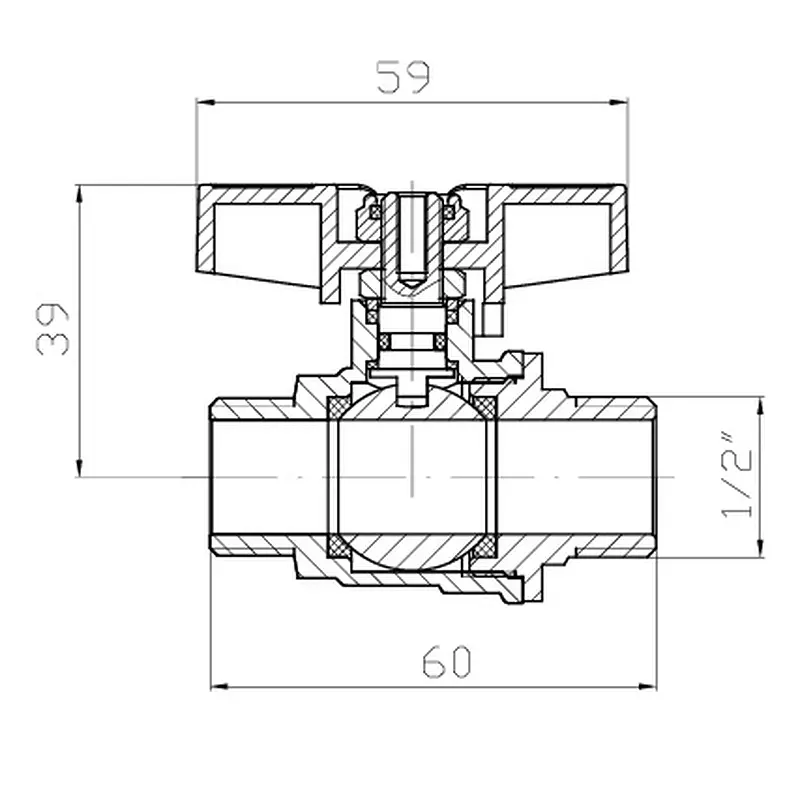 Кран кульовий Шшм Koer Extreme KE.219-15 - 1/2" Mm ручка "метелик" червона KR5762 - фото 3