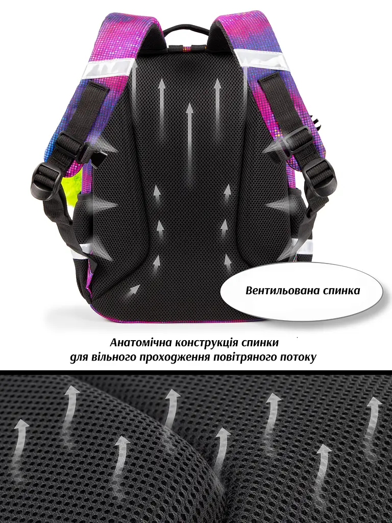 Ортопедичний шкільний рюкзак 6 в 1 для дівчинки School Standard 38х28х16 см з Котом для молодших класів (SET 160-21) - фото 7