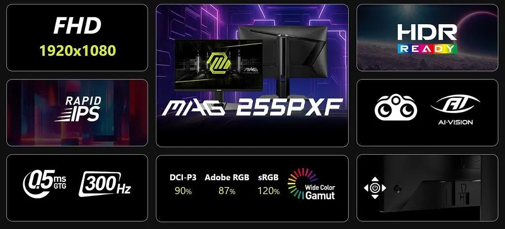 Монітор MSI 24.5" MAG 255PXF IPS Чорний 300Hz - фото 6