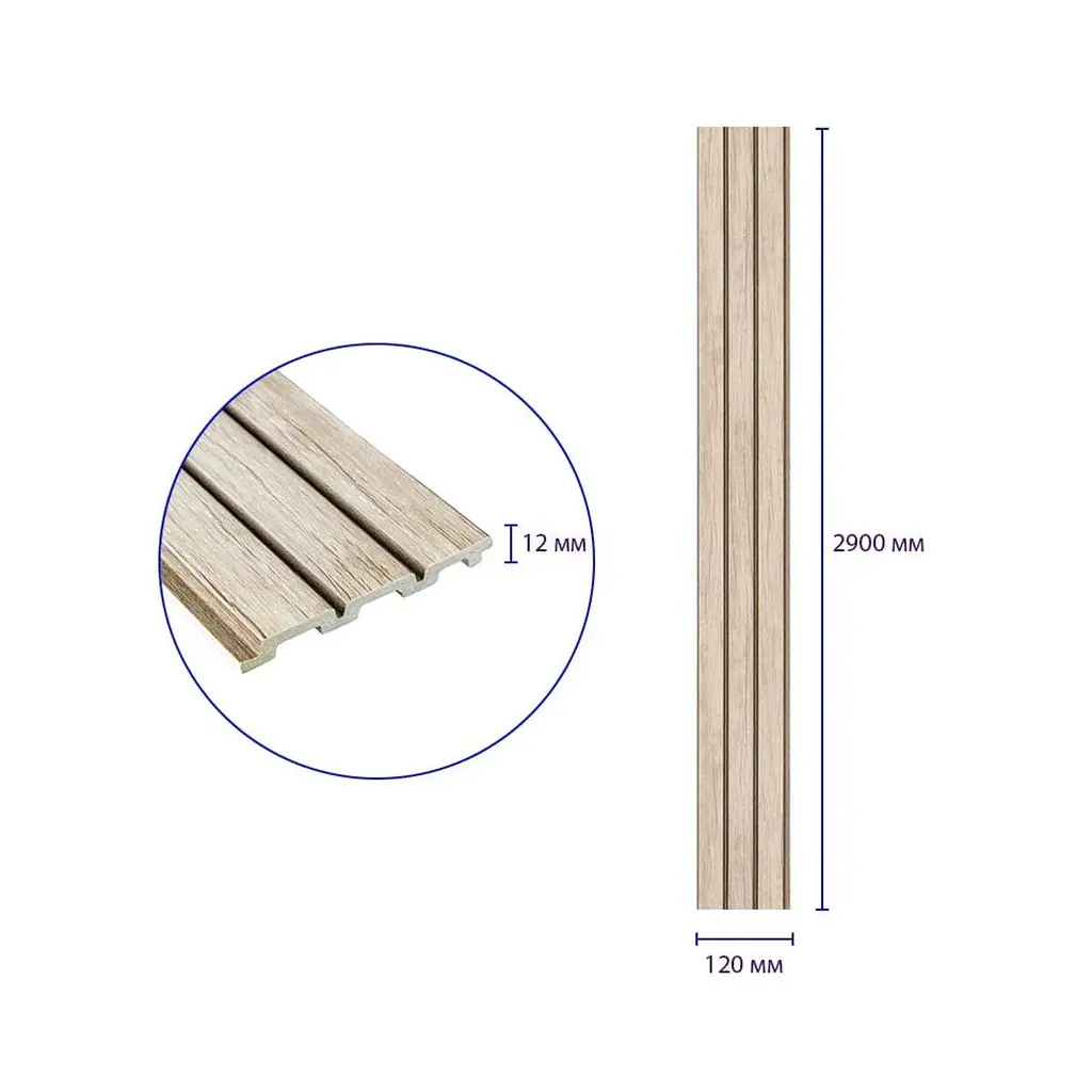 Рейка декоративна Wall Sticker PS 2900х120х12 мм Білий дуб SW-00001741 - фото 3