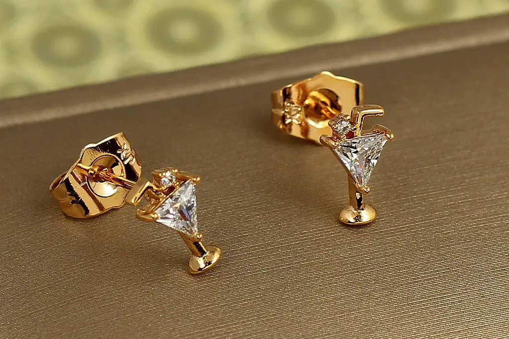 Сережки гвоздики Xuping Jewelry Мартіні 9 мм золотисті - фото 2