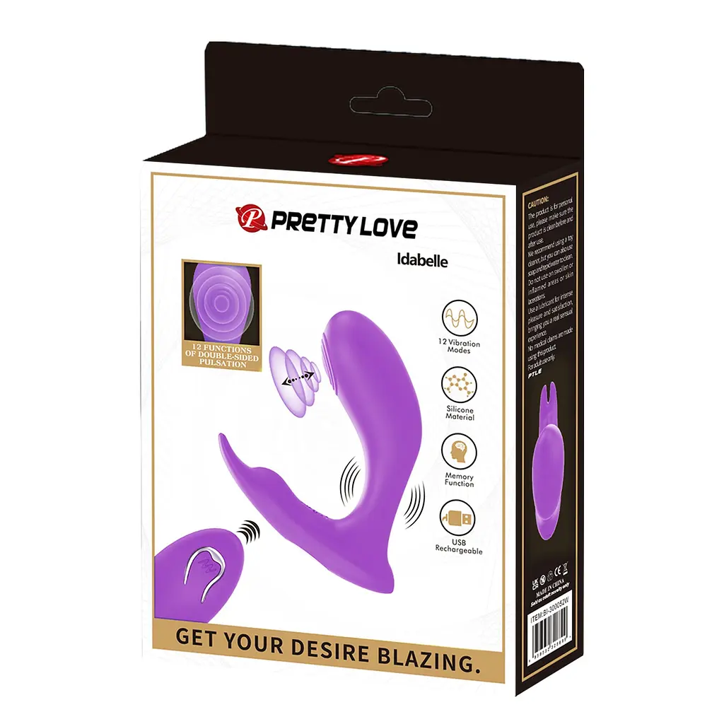 Вібростимулятор PRETTY LOVE Idabelle Purple, 12 vibration functions 12 pulse wave settings Wireless PRETTY LOVE BI-300052W 98567 - фото 7