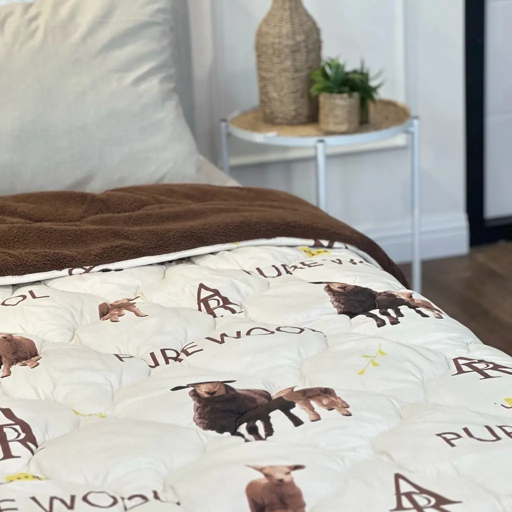 Ковдра євро відкрита двостороння з вовни Arda Pure Wool 21447 195х215 см шоколадне - фото 3