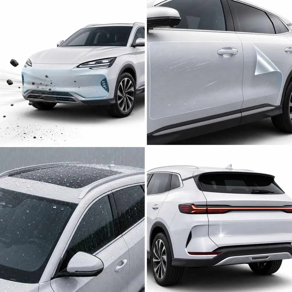 Антигравійна захисна бронеплівка за лекалами для BYD Song Plus I facelift 2023- передня частина авто (капот бампер крила)) - фото 3