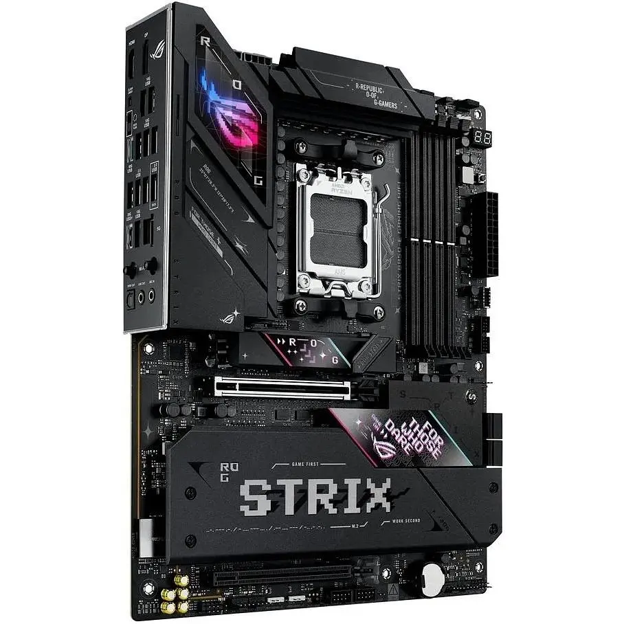 Материнская плата Asus AM5 Rog Strix B850-E Gaming WIFI, B850, 4xDDR5, Int.Video (CPU), 4x SATA3, 5xM.2, 1x 5Gb, WiFi 7, Bluetooth 5.4, 10xUSB 3.2/8xUSB 2.0, HDMI/DP, ATX - фото 3