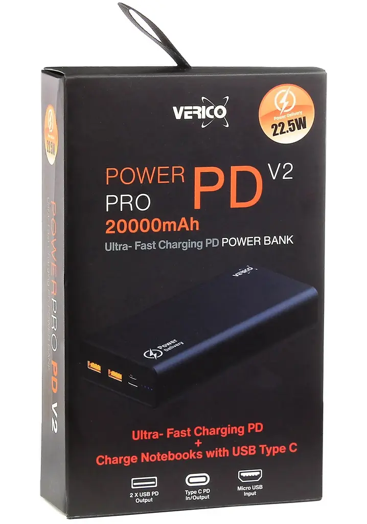 Внешний аккумулятор Verico Power Guard Pro PD 20000 mAh портативное зарядное черное - фото 2