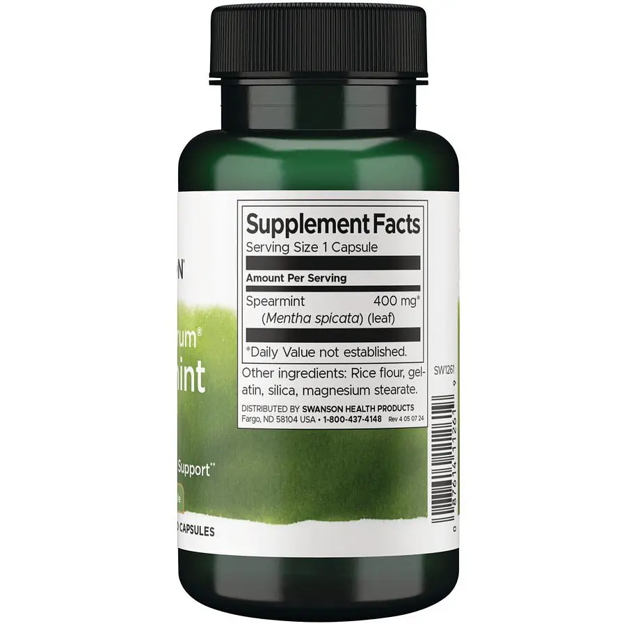 Листя м’яти колосистої Swanson Spearmint Leaf 400 mg Full Spectrum 60 капсул - фото 2