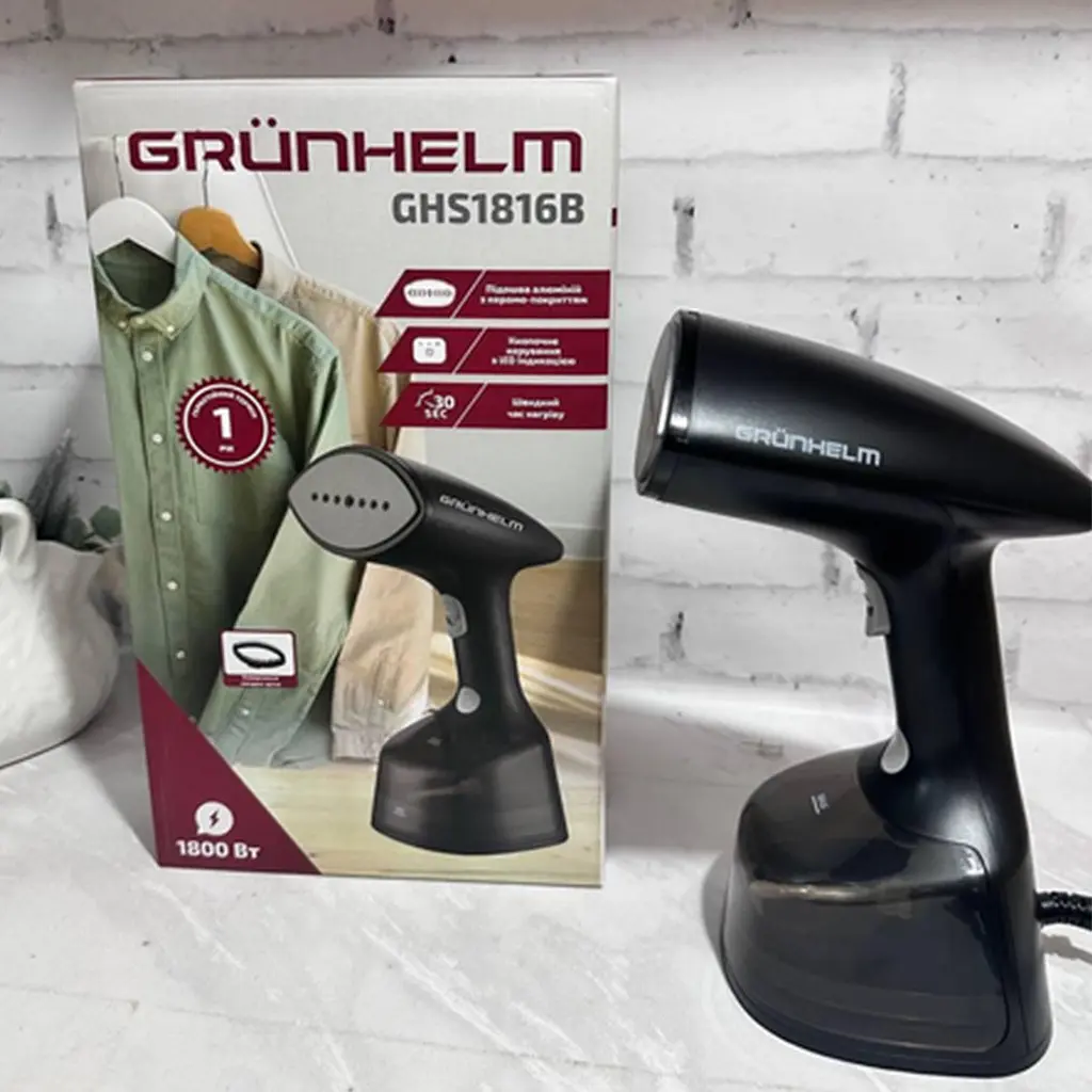 Ручной вертикальный отпариватель Grunhelm GHS1816B паровой утюг для одежды с керамической подошвой 1800 Вт - фото 3