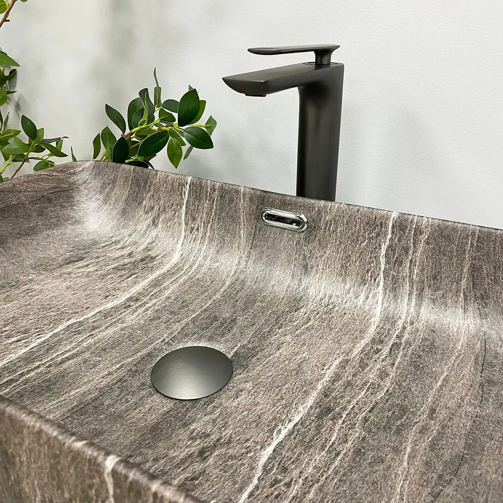 Умивальник VBI Arabba M dark stone matt накладний VBI-013503, Коричневий - фото 5