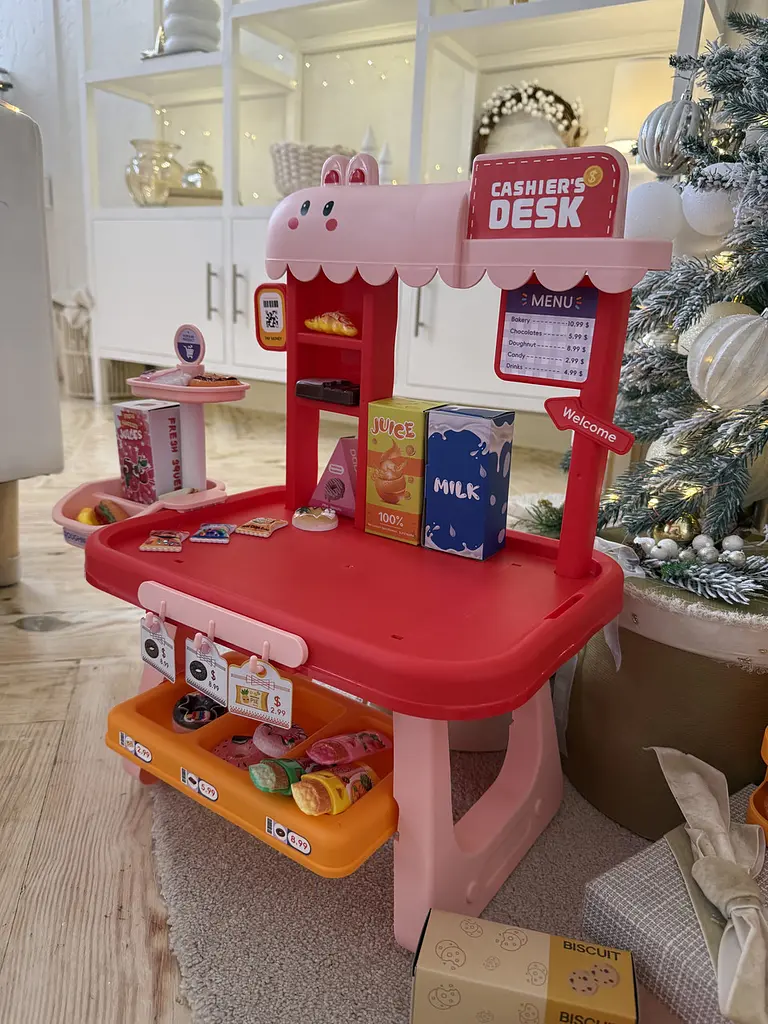 Игровой набор Super Market 2-в-1: тележка для покупок + кассовый аппарат (красный) - фото 7
