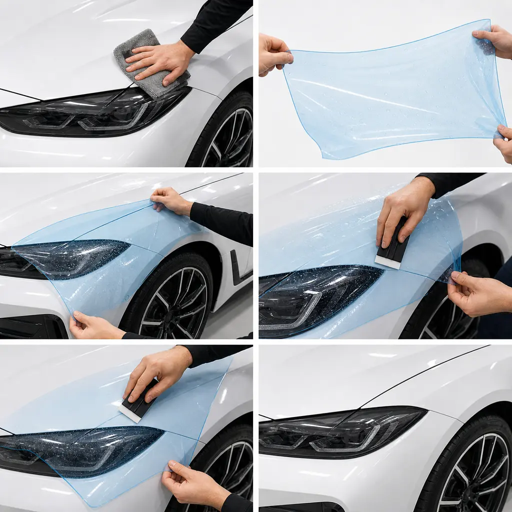 Антигравійна захисна бронеплівка за лекалами для BMW i4 G26 2021- передня частина авто (капот бампер фари крила) - фото 2