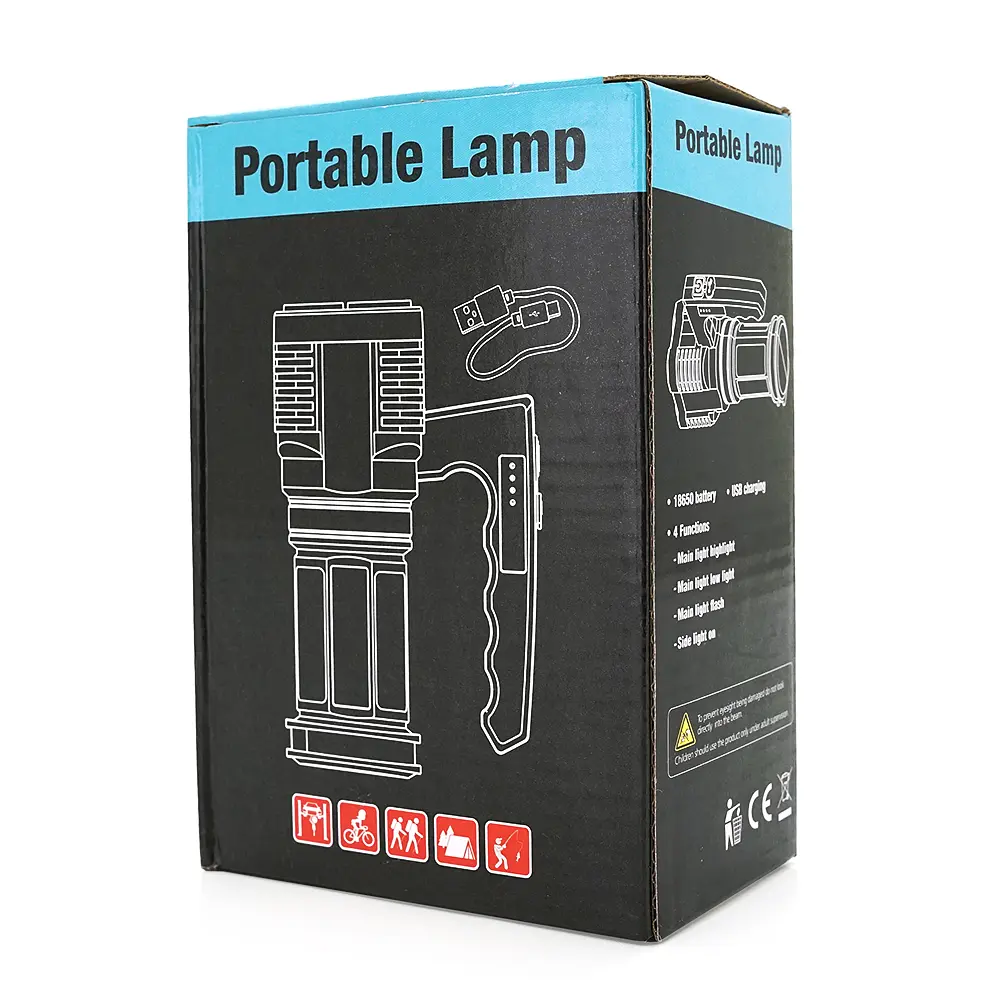 Ліхтар пошуковий Portable Lamp YT-81043, 4LED T6+COB, 5W, 3+1 режим, 1200mah, Black, IP40, USB кабель, 140х70х90мм, BOX - фото 5