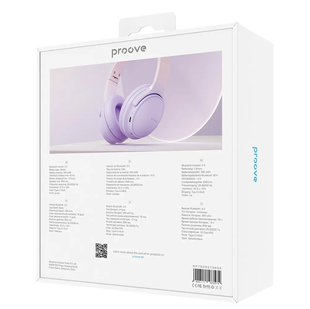 Беспроводные наушники Proove Tender, Headset, ANC, AUX, BT5.0, 300mAh, 18h, purple UA UCRF - фото 6