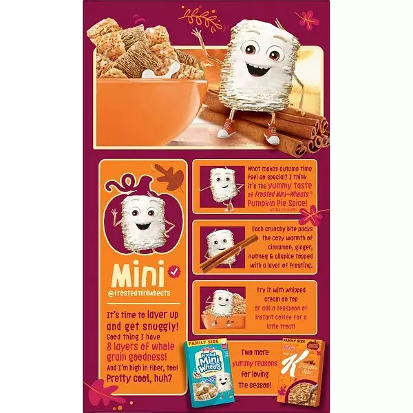 Пластівці Kellogg's Frosted Mini Wheats Pumpkin Pie Spice Cold Breakfast Cereal 623.7g - фото 3