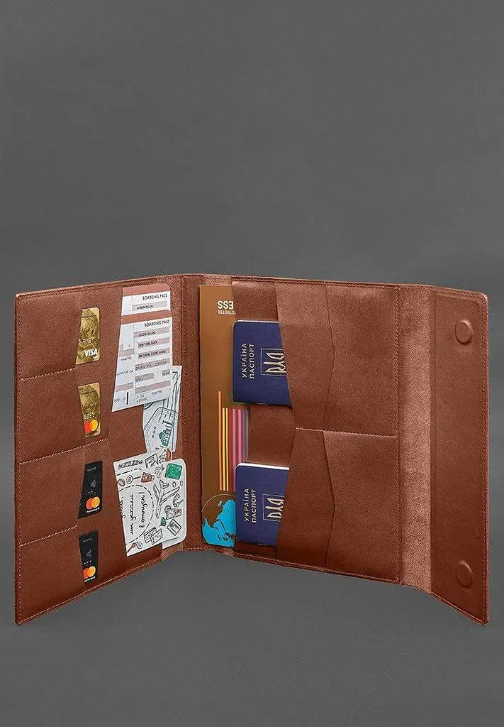 Кожаная папка для документов "Семейная" А4 Светло-коричневая - фото 3