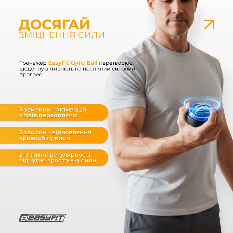 Еспандер кистьовий гіроскопічний EasyFit EF-1899-BL, з підсвічуванням - фото 4