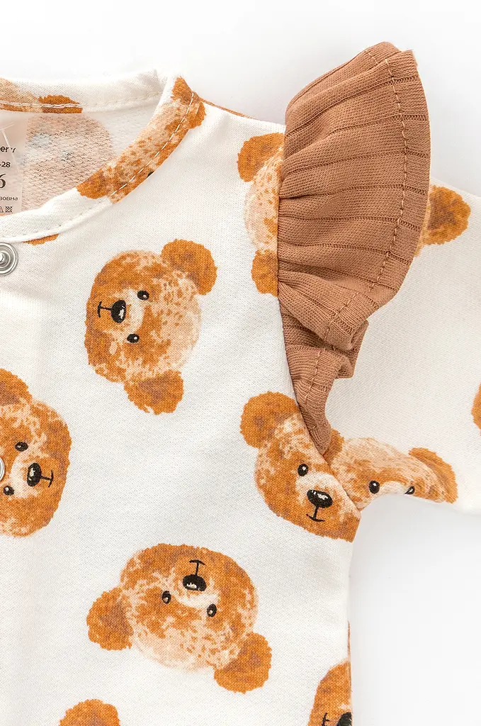 Комбінезон для дівчинки на кнопках з крильцями та пов'язкою Girl Bears з начосом - фото 3