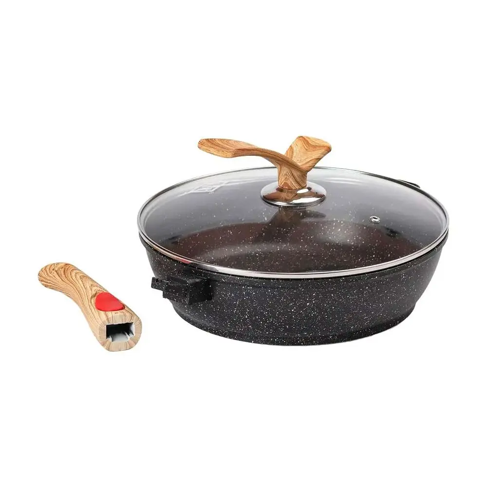 Сковорода універсальна MGC алюмінієва 28 см зі знімною ручкою, чорний MGC HP-4-465B - фото 4