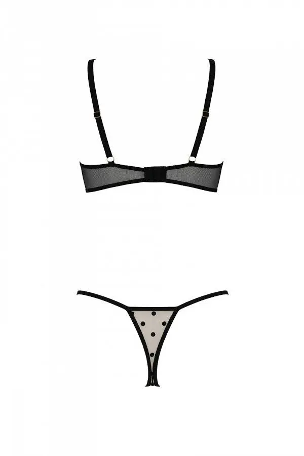 Еротичний комплект Passion MARINA SET WITH OPEN BRA, S/M, beige, відкриті чашки - фото 4