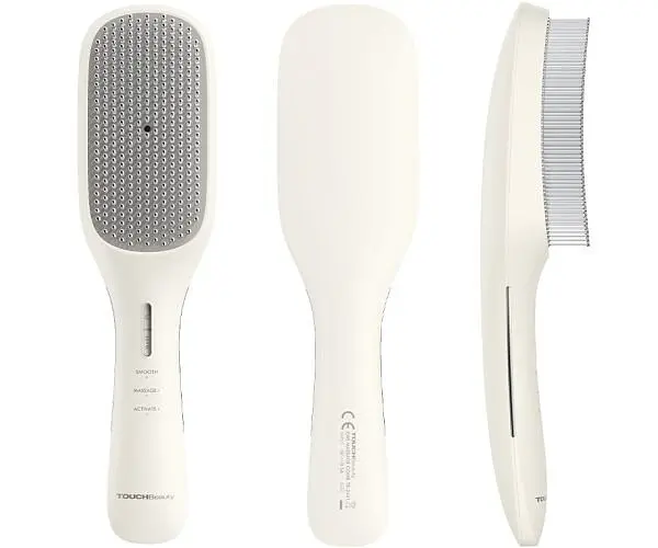 TOUCHBeauty TB-2441, Мікрострумова багатофункціональна щітка з вібромасажем для волосся та шкіри голови 4в1 Тач Б'юті, біла - фото 2