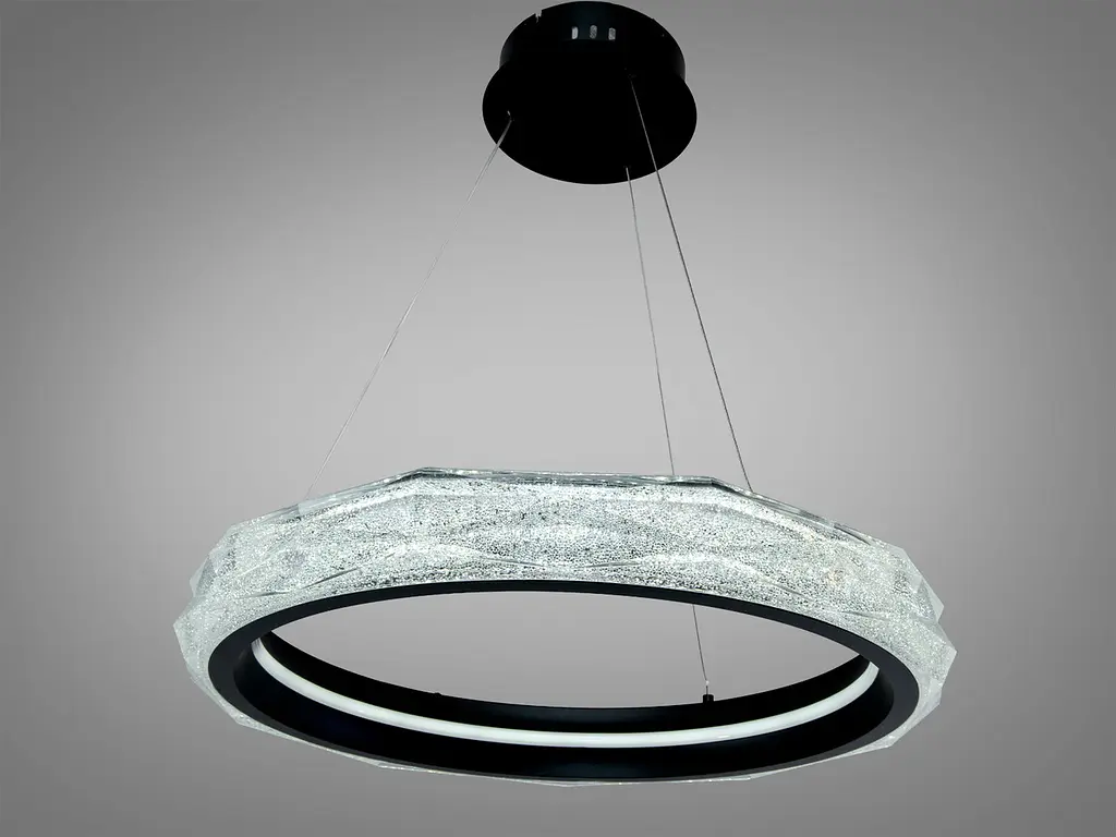 Підвісна LED-люстра Diasha 583-500BK для кухні, спальні та вітальні з акриловим кільцем, пультом, 84 W, 50 см, 10-18m2 - фото 3