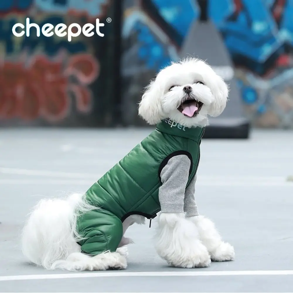 Комбінезон зимовий для собак "Дутик" двосторонній зелений 2 Cheepet zoo0006129