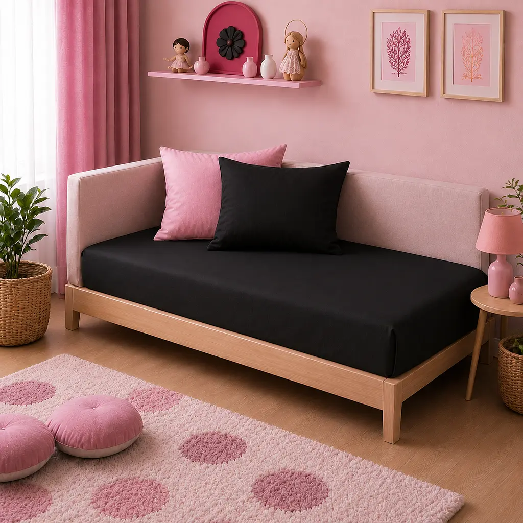 Дитяча постільна білизна MIRSON JUNIOR фланель Black/Pink 200х220см (2200012803394) - фото 7