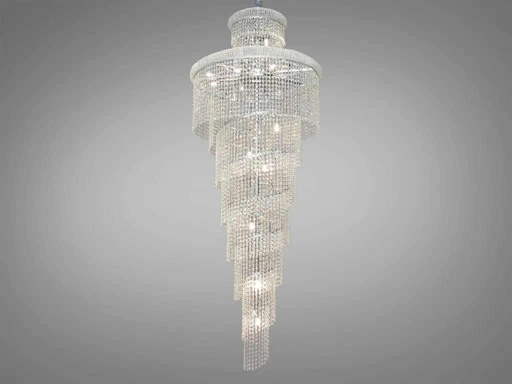 Современная каскадная хрустальная люстра на 49 ламп цоколь е14, хром - фото 2