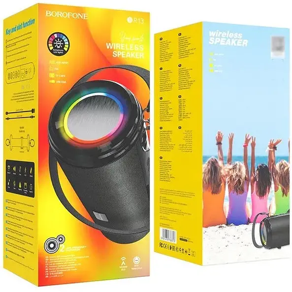 Музична портативна вluetooth колонка Borofone BR13 Young світлодіодне підсвічування 1200 мАч Чорна - фото 5