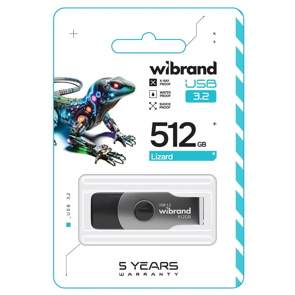 Флеш-накопичувач Wibrand USB 3.2 Gen1 Lizard 512GB Black - фото 3