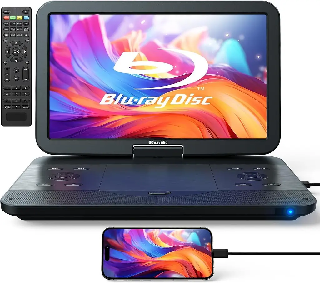 Портативний Blu-ray/DVD плеєр 17.6" з екраном 15.4", HDMI, Full HD, акумулятор 4000 мА·год