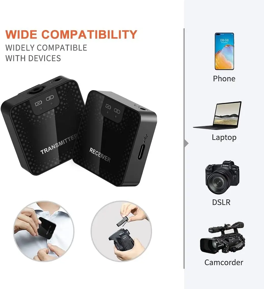 Микрофон XIAOKOA BKB-10-2-контактный беспроводной, 2,4G, 0,14 дюйма 3,5 мм, внешний микрофон для смартфона - фото 3