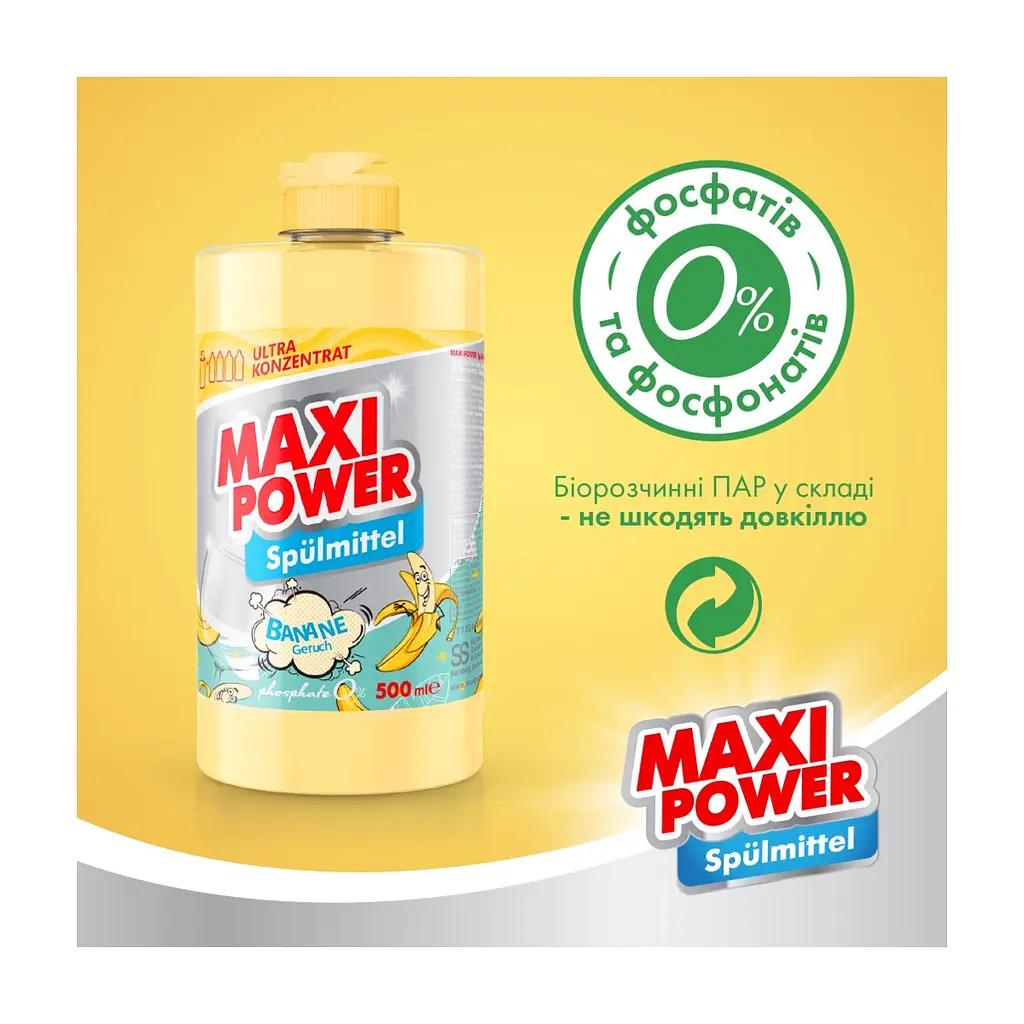 Засіб для ручного миття посуду Maxi Power Банан 500 мл (4823098411956) - фото 5