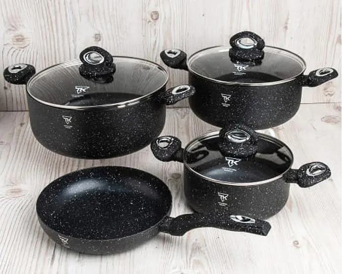 Набір каструль із сковородою Top Kitchen TK00094 7 предметів із гранітним покриттям з індукційним дном Чорний - фото 2