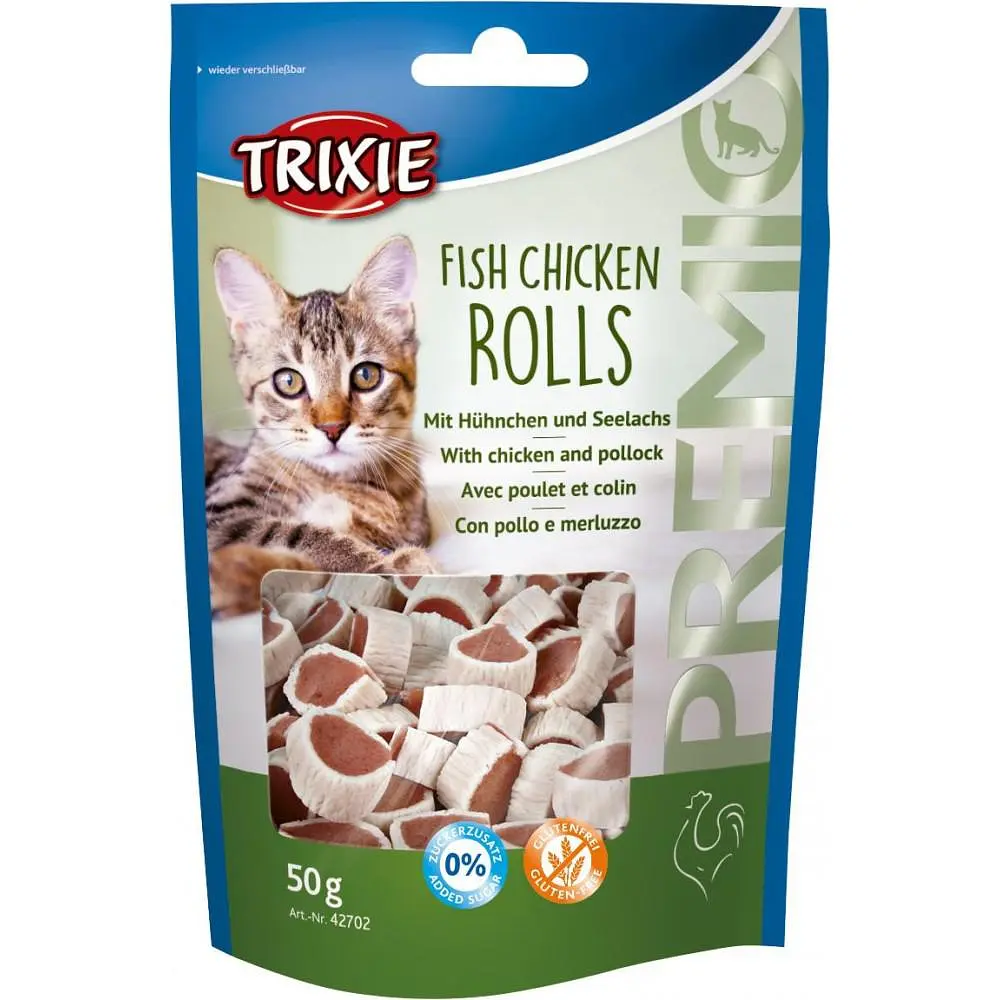 Ласощі Trixie Premio Fish Chicken Rolls для кішок роли з куркою та рибою 50 г (арт.42702)