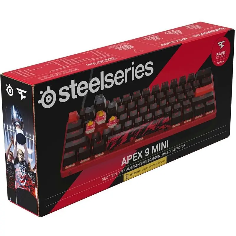 Клавіатура ігрова оптична SteelSeries Apex 9 TKL UA OptiPoint Mini Faze Clan (64853) - фото 3