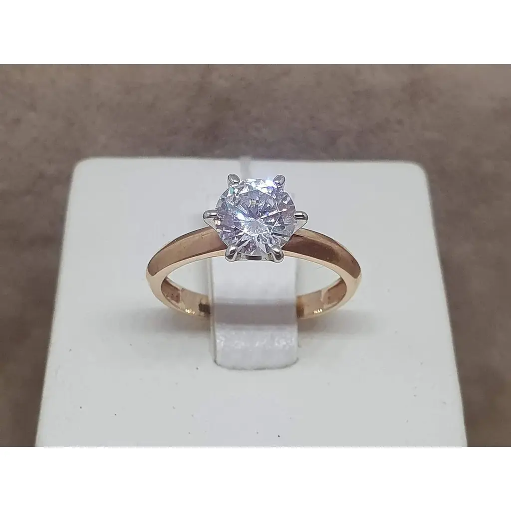 Золотое кольцо Харьковская ювелирная фабрика с фианитом. 700402 16,5 - фото 4