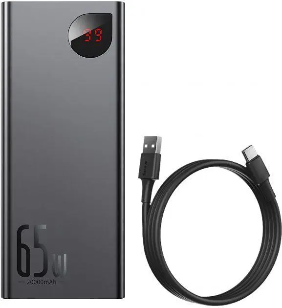 Зовнішній акумулятор Baseus Adaman Metal Digital Display 20000mAh 65W Black (PPIMDA-D01) [68284] - фото 7