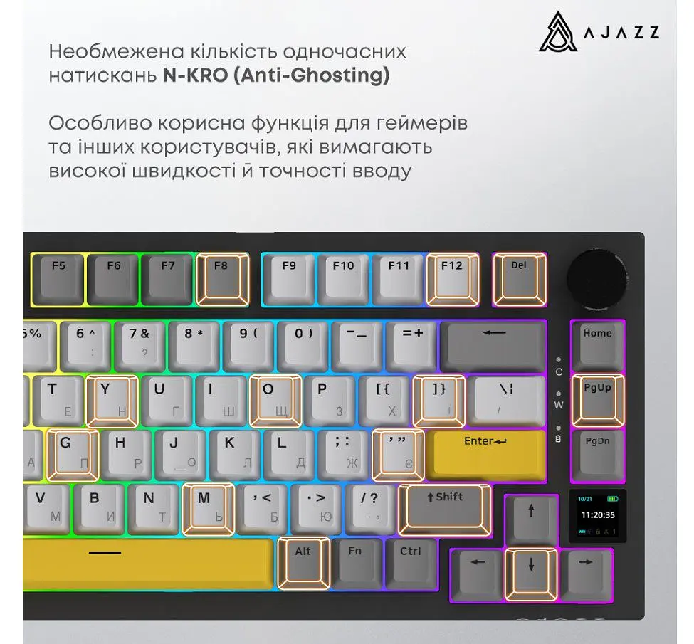 Клавиатура игровая механическая беспроводная Ajazz AK-820B PRO Black RGB Gift Switch Hot-Swap - фото 12