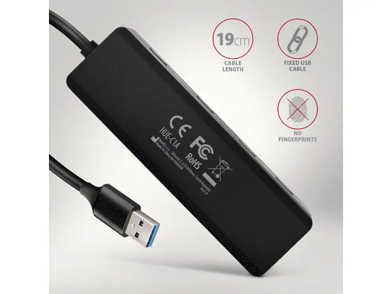 Мультипортовий адаптер AXAGON Travel USB-A Black (HUE-C1A) - фото 5