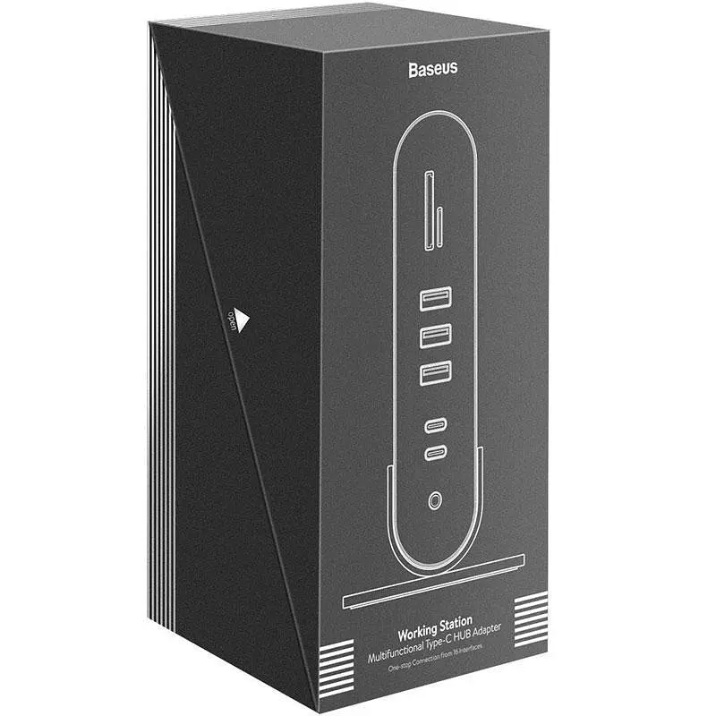 Мультипортовий адаптер USB Хаб Baseus Working Station Three-Screen Multifunctional Type-C CAHUB-BG0G Grey - фото 5