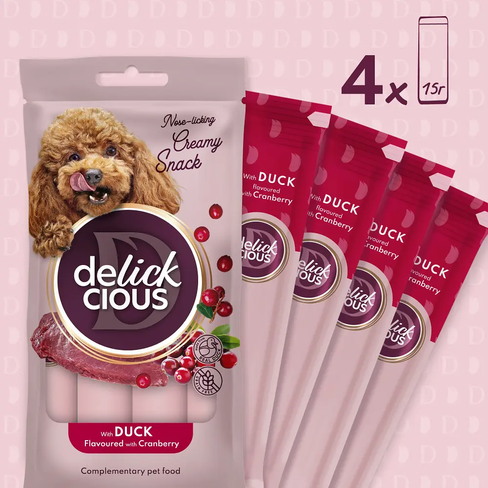Ласощі для собак Delickcious з качкою та додаванням журавлини (1+1) 120 г - фото 3