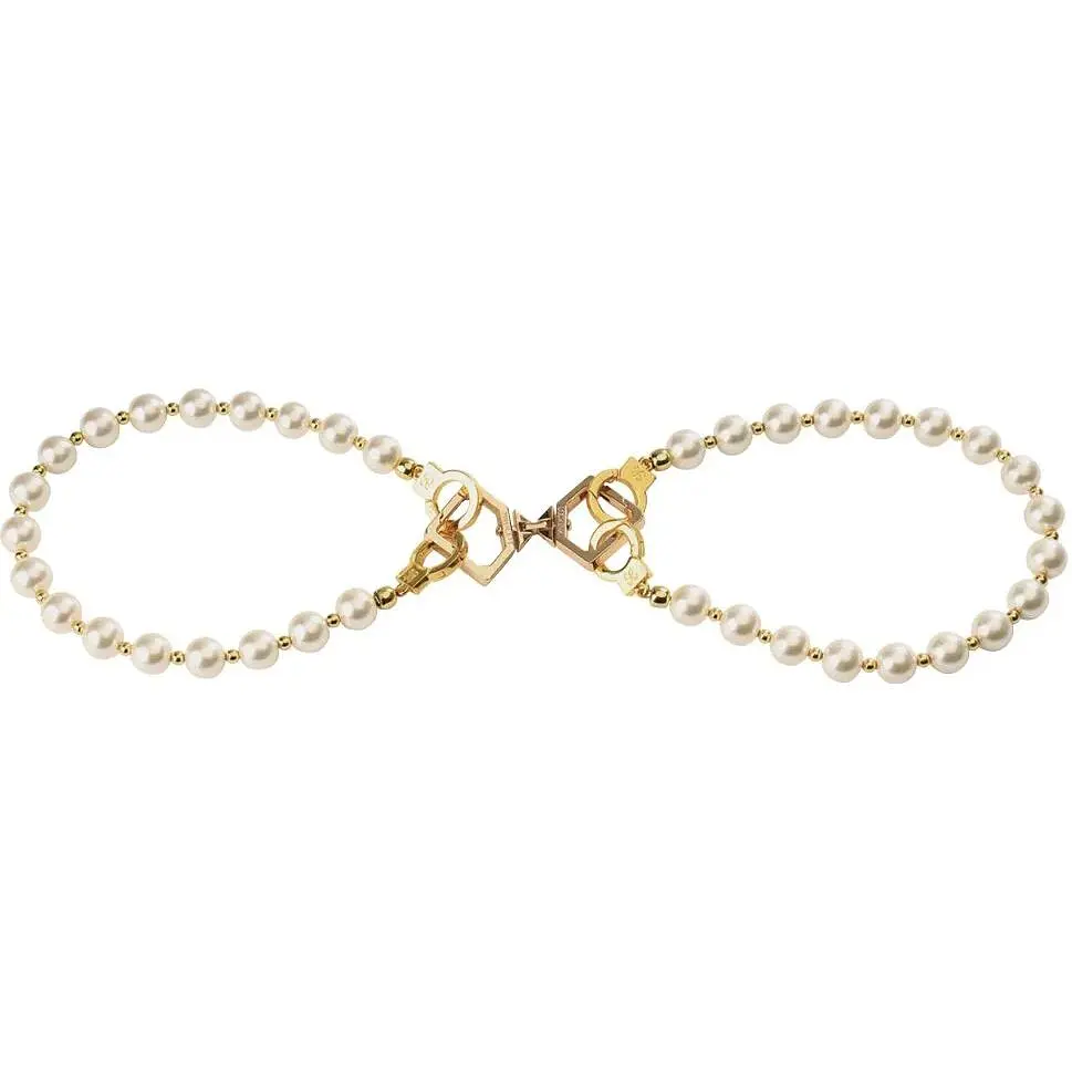Перлинний нашийник з повідцем та наручниками Lockink Pearl Bondage & RestRaint Set - фото 4