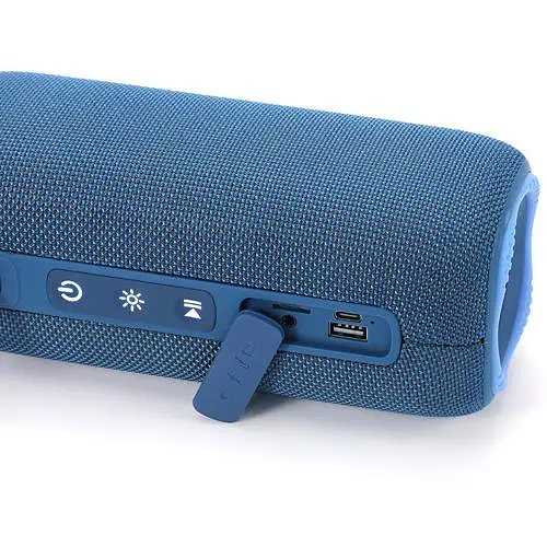 Портативна акумуляторна колонка 16W Bluetooth BT/USB/TF/FM з ремінцем та світломузикою 18см TG 654 синя - фото 3