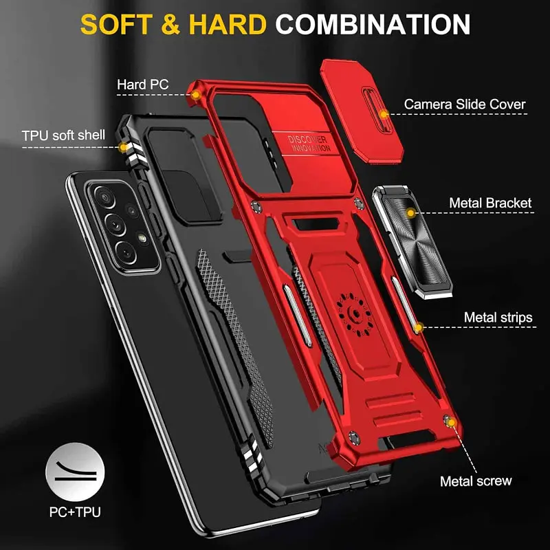 Ударостійкий чохол Camshield Army Ring для Samsung Galaxy A73 5G Червоний / Red - фото 5