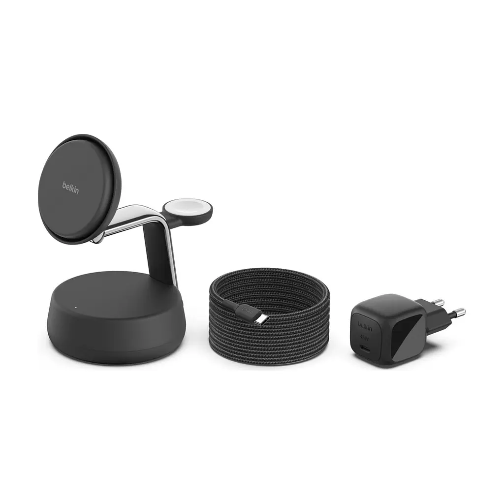 Зарядний пристрій Belkin UltraCharge Pro Wireless 3-in-1 25W charcoal (WIZ040KQCH) - фото 2