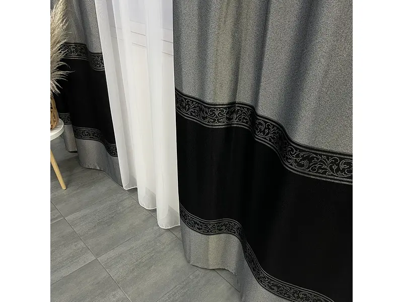 Жакардові штори сірого кольору на тасьмі 2шт. 140х270 ALBO pbe0052412 - фото 4