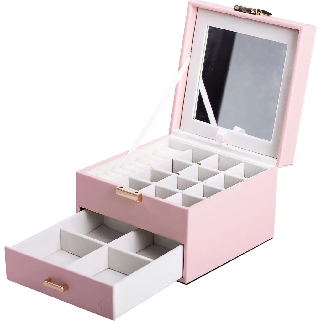 Органайзер для прикрас Yiwu з накидним замком 16x16x12 см рожевий HP-5-2P - фото 4